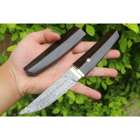 Damascus Blade Handmade Katana Pocket Fixed Hunting Knife for Men UD406644